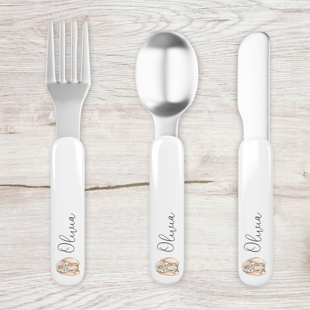 Personlig gave, bestik med navn, dåbsgave